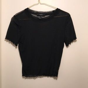 ruffled black mesh top